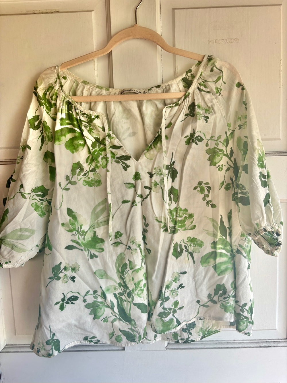 Abercrombie Floral Boho Peasant Top Size L